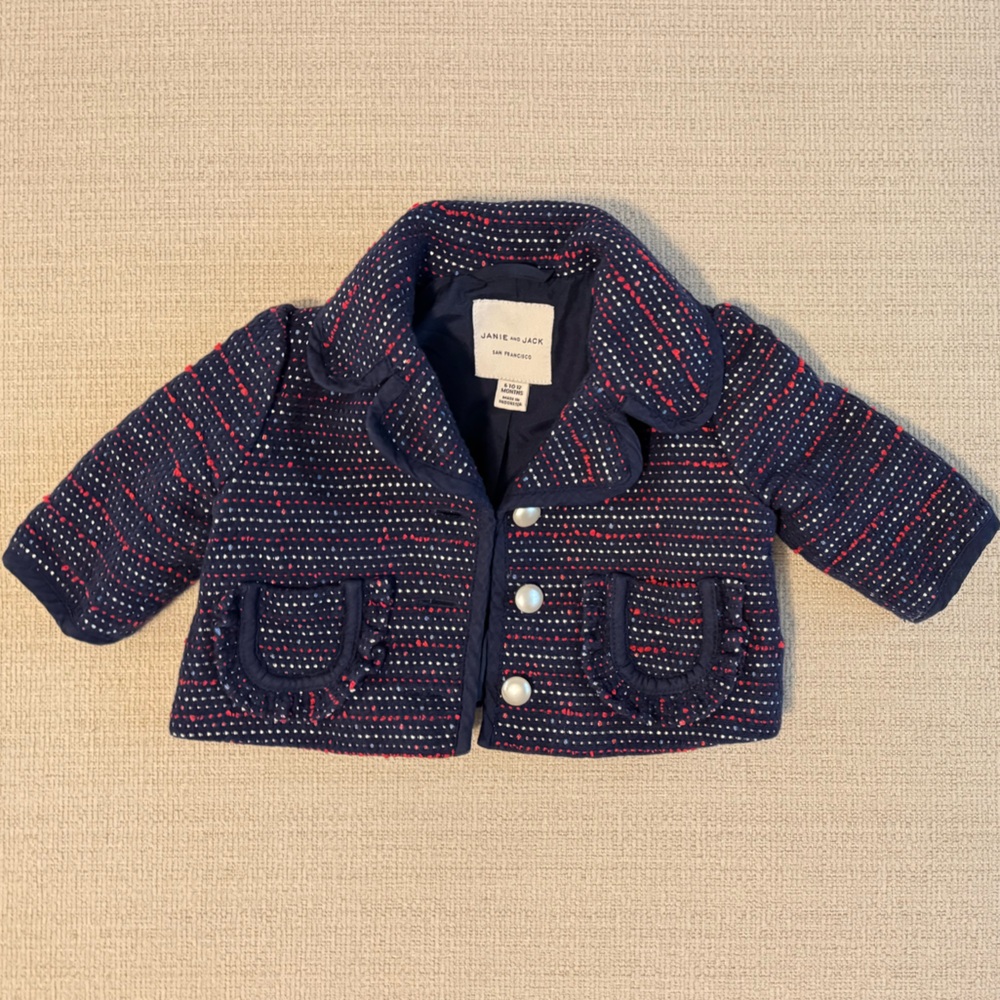 Janie and jack girls 6-12 months jacket coat red white blue